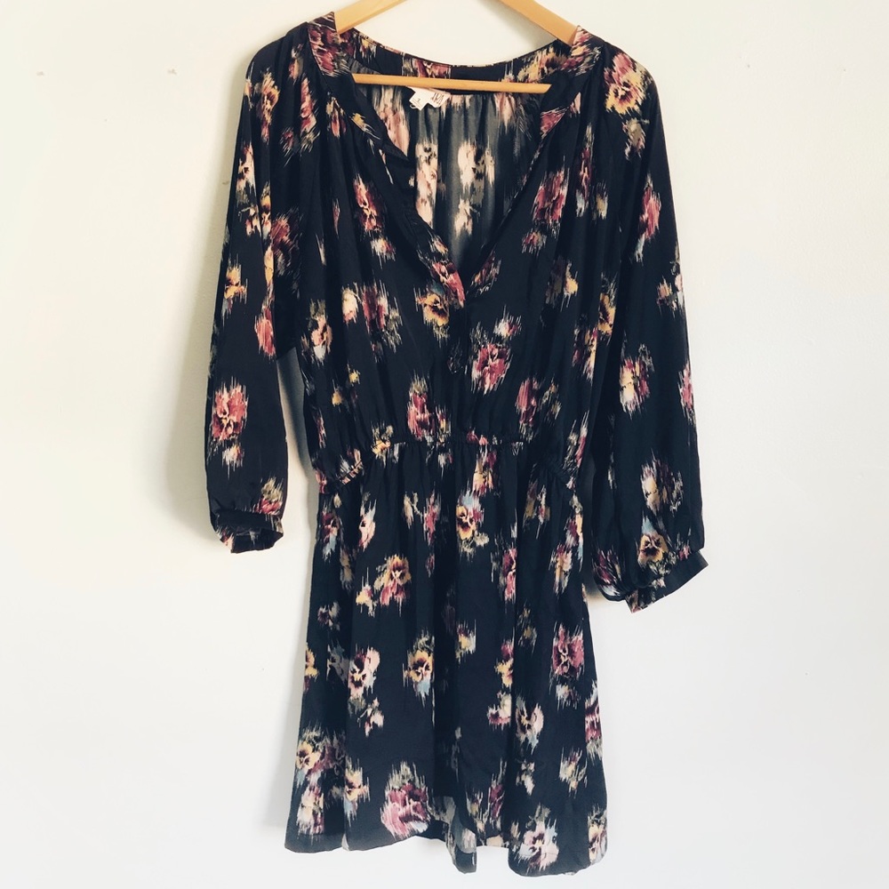 Floral 3/4 sleeved Navy dress